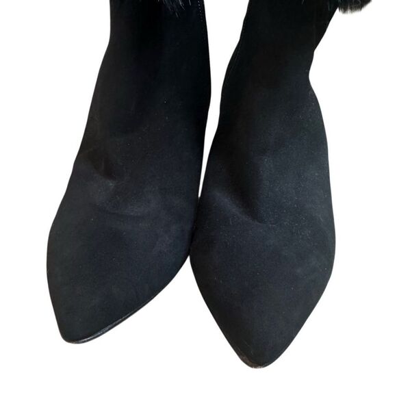 Aquatalia Black Suede Faux Fur Kitten Heel Booties - Picture 5 of 12